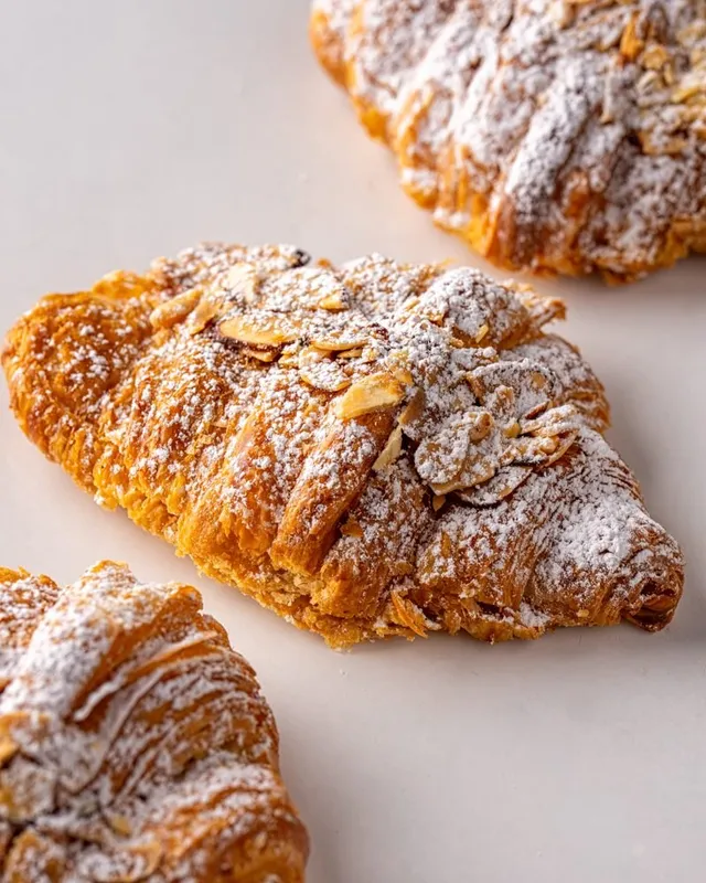 Almond croissants dusted with sugar